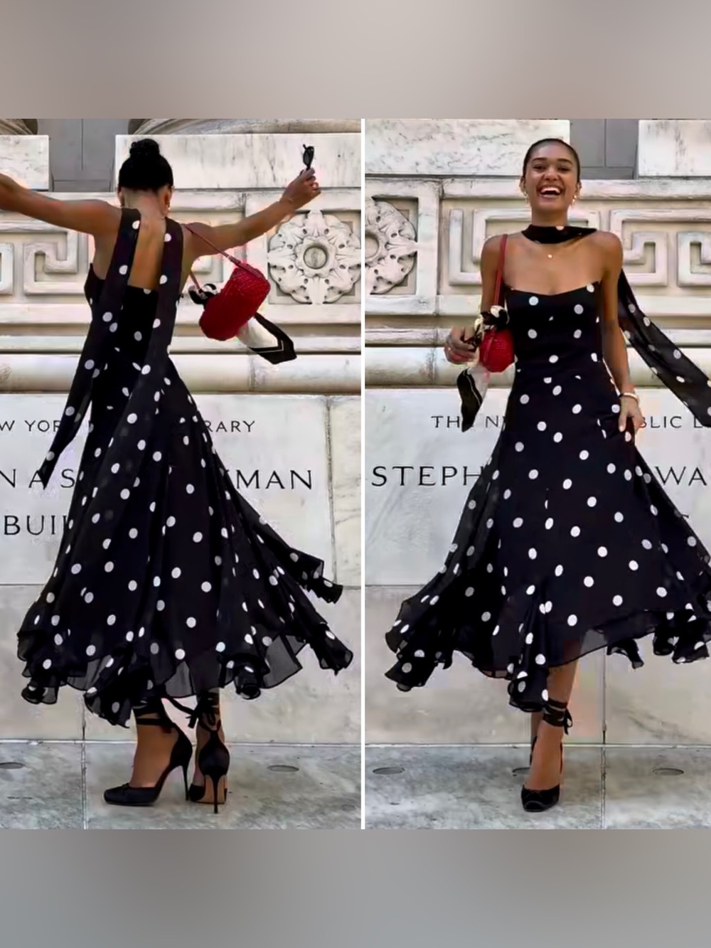 Amanda Uprichard Monterey Dress Black White Polka Dot Strapless Midi Small S